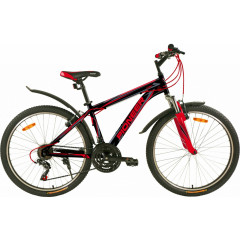 Велосипед PIONEER 26" CITY, рама сталь 18", 21-ск, серый/черн/кр
