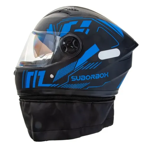 Шлем мото интеграл SUBORBOX 557-1 (XL) черный/синий (2 визора)