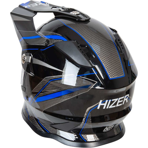Шлем мото мотард HIZER B6197-1 (S) black/blue (13267)