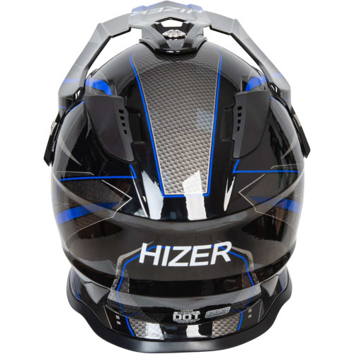 Шлем мото мотард HIZER B6197-1 (S) black/blue (13267)