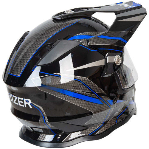 Шлем мото мотард HIZER B6197-1 (S) black/blue (13267)