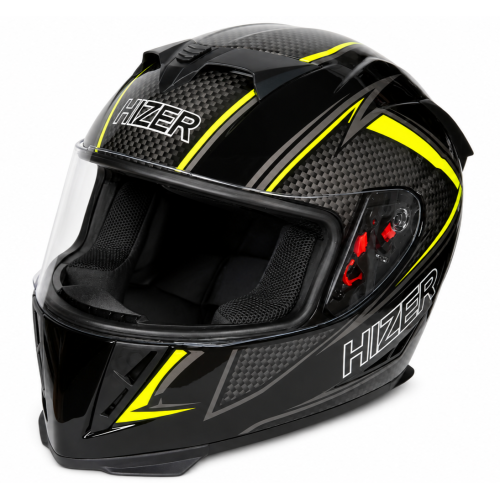 Шлем мото интеграл HIZER J5311 (S) black/lemon (13510)