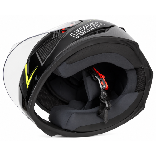 Шлем мото интеграл HIZER J5311 (S) black/lemon (13510)