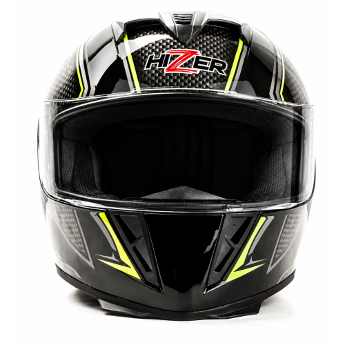 Шлем мото интеграл HIZER J5311 (S) black/lemon (13510)