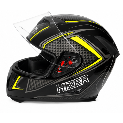 Шлем мото интеграл HIZER J5311 (S) black/lemon (13510)
