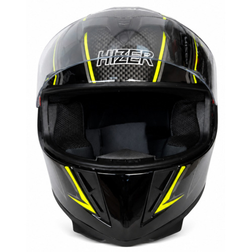 Шлем мото интеграл HIZER J5311 (S) black/lemon (13510)