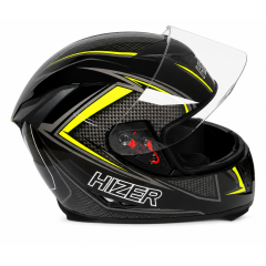 Шлем мото интеграл HIZER J5311 (S) black/lemon (13510)