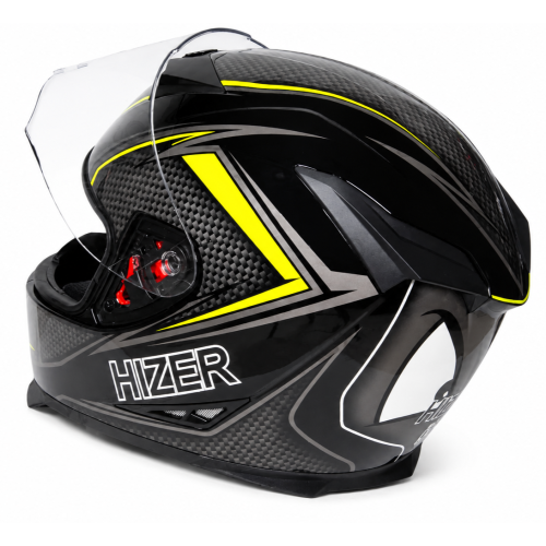 Шлем мото интеграл HIZER J5311 (S) black/lemon (13510)