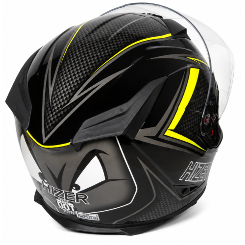 Шлем мото интеграл HIZER J5311 (S) black/lemon (13510)