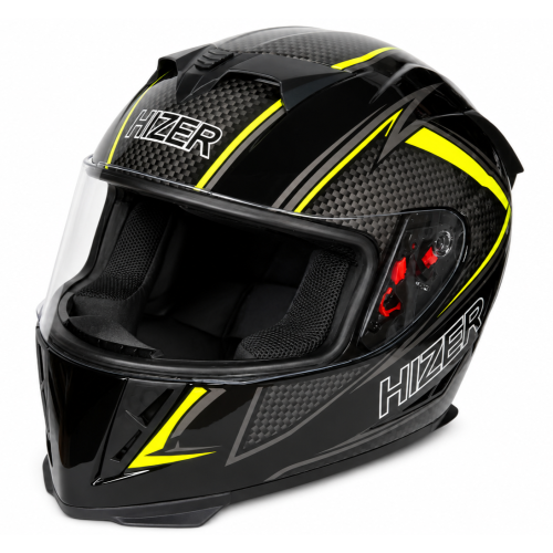 Шлем мото интеграл HIZER J5311 (M) black/lemon (13511)
