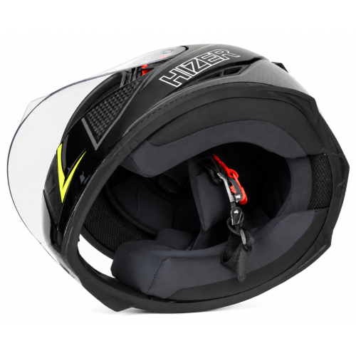 Шлем мото интеграл HIZER J5311 (M) black/lemon (13511)