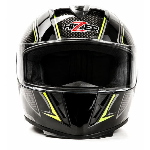 Шлем мото интеграл HIZER J5311 (M) black/lemon (13511)