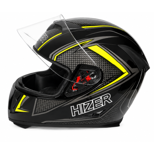 Шлем мото интеграл HIZER J5311 (M) black/lemon (13511)