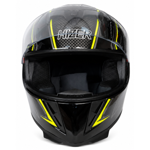 Шлем мото интеграл HIZER J5311 (M) black/lemon (13511)