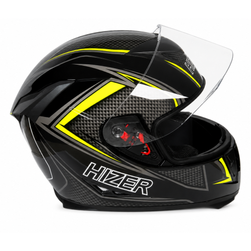 Шлем мото интеграл HIZER J5311 (M) black/lemon (13511)