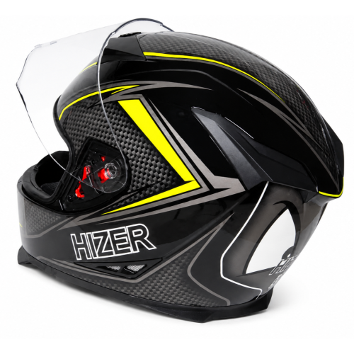 Шлем мото интеграл HIZER J5311 (M) black/lemon (13511)
