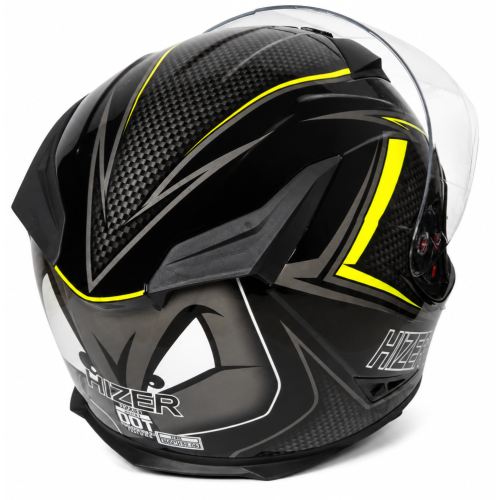 Шлем мото интеграл HIZER J5311 (M) black/lemon (13511)