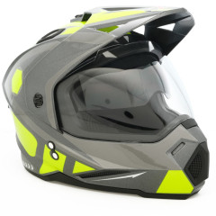 Шлем мото мотард HIZER J6802 (M) gray/lemon (2 визора) (13538)