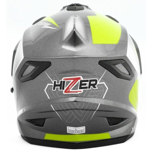 Шлем мото мотард HIZER J6802 (M) gray/lemon (2 визора) (13538)