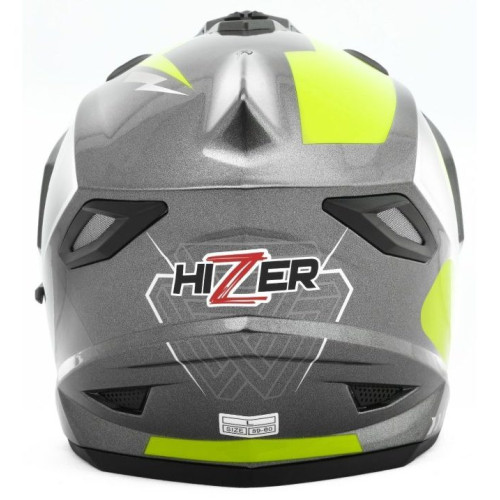 Шлем мото мотард HIZER J6802 (L) gray/lemon (2 визора) (13539)