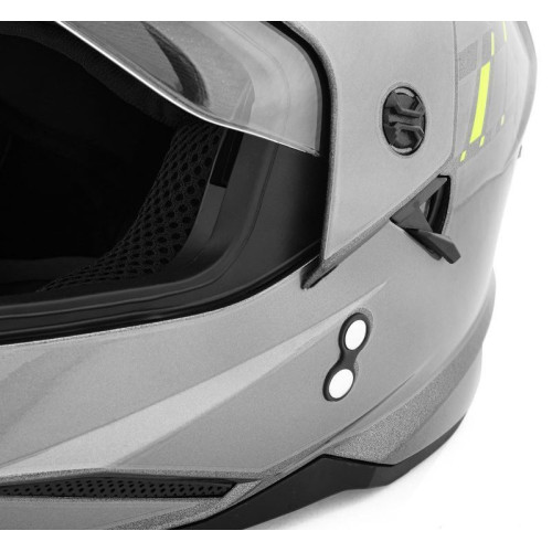 Шлем мото мотард HIZER J6802 (L) gray/lemon (2 визора) (13539)