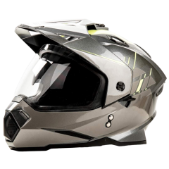 Шлем мото мотард HIZER J6802 (L) gray/lemon (2 визора) (13539)