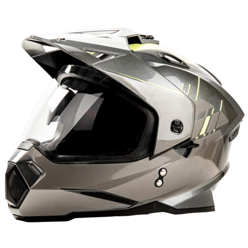 Шлем мото мотард HIZER J6802 (L) gray/lemon (2 визора) (13539)