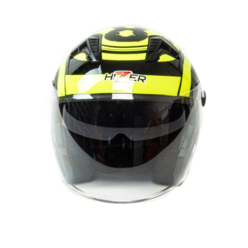 Шлем мото открытый HIZER J228 (M) black/neon yellow (14694)