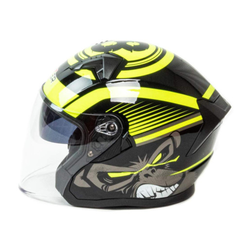 Шлем мото открытый HIZER J228 (M) black/neon yellow (14694)