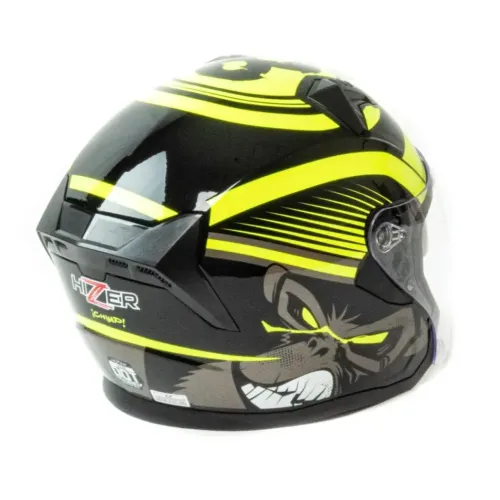 Шлем мото открытый HIZER J228 (M) black/neon yellow (14694)