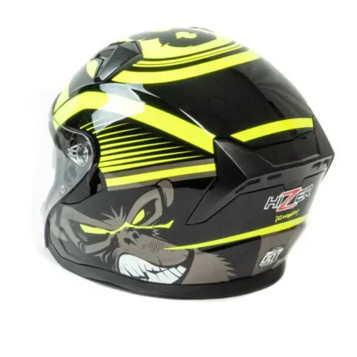 Шлем мото открытый HIZER J228 (M) black/neon yellow (14694)