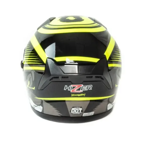 Шлем мото открытый HIZER J228 (M) black/neon yellow (14694)