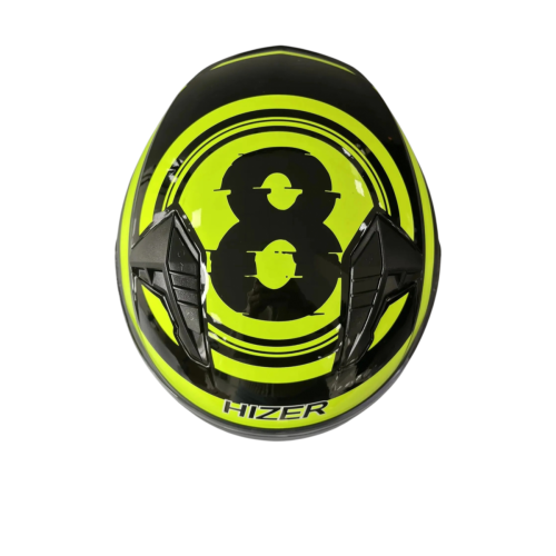 Шлем мото открытый HIZER J228 (M) black/neon yellow (14694)