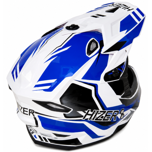Шлем мото кроссовый HIZER J6801 #6 (XL) white/blue (17228)