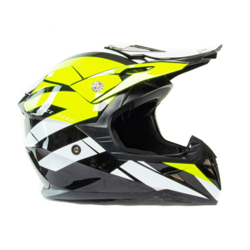 Шлем мото кроссовый HIZER 915 (S) neon/yellow/white (17742)