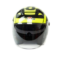Шлем мото открытый HIZER J228 (S) black/neon yellow (2 визора) (14693)