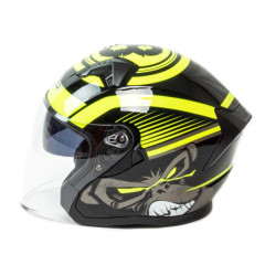 Шлем мото открытый HIZER J228 (S) black/neon yellow (2 визора) (14693)