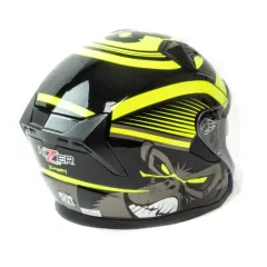 Шлем мото открытый HIZER J228 (S) black/neon yellow (2 визора) (14693)