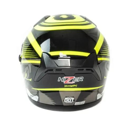 Шлем мото открытый HIZER J228 (S) black/neon yellow (2 визора) (14693)