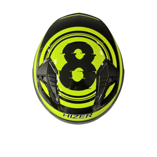 Шлем мото открытый HIZER J228 (S) black/neon yellow (2 визора) (14693)