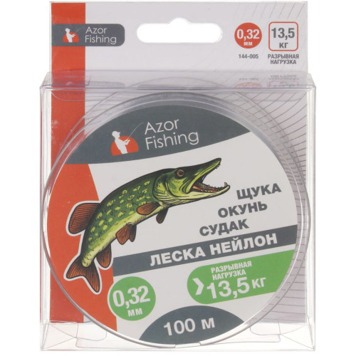 Леска AZOR FISHING нейлон 100м, 0,32мм, 13,5кг (щука, окунь, судак) (144-005)