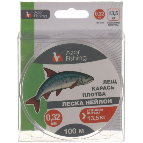 Леска AZOR FISHING нейлон 100м, 0,32мм, 13,5кг (лещ, карась, плотва) (144-010)