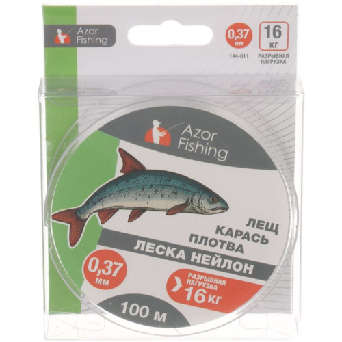 Леска AZOR FISHING нейлон 100м, 0,37мм, 16кг (лещ, карась, плотва) (144-011)