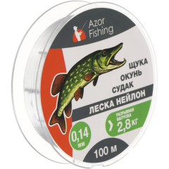 Леска AZOR FISHING нейлон 100м, 0,14мм, 2,8кг (щука, окунь, судак) (144-033)