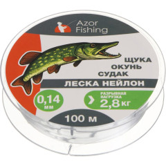 Леска AZOR FISHING нейлон 100м, 0,14мм, 2,8кг (щука, окунь, судак) (144-033)