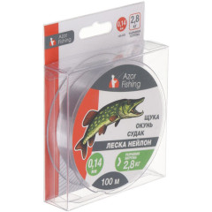 Леска AZOR FISHING нейлон 100м, 0,14мм, 2,8кг (щука, окунь, судак) (144-033)