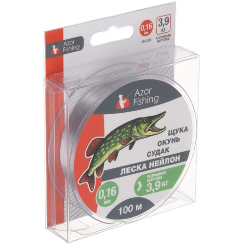 Леска AZOR FISHING нейлон 100м, 0,16мм, 3,9кг (щука, окунь, судак) (144-034)