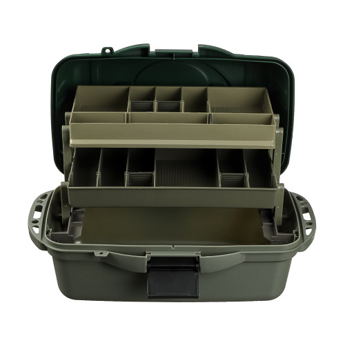 Ящик рыболова AZOR FISHING двухполочный 40х19,5х21см MB-PL-07_1 зеленый (147-028)