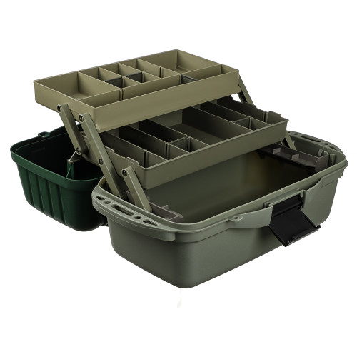 Ящик рыболова AZOR FISHING двухполочный 40х19,5х21см MB-PL-07_1 зеленый (147-028)