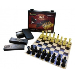 Игра настольная 3 в 1 (шашки, шахматы, домино ) 03-39